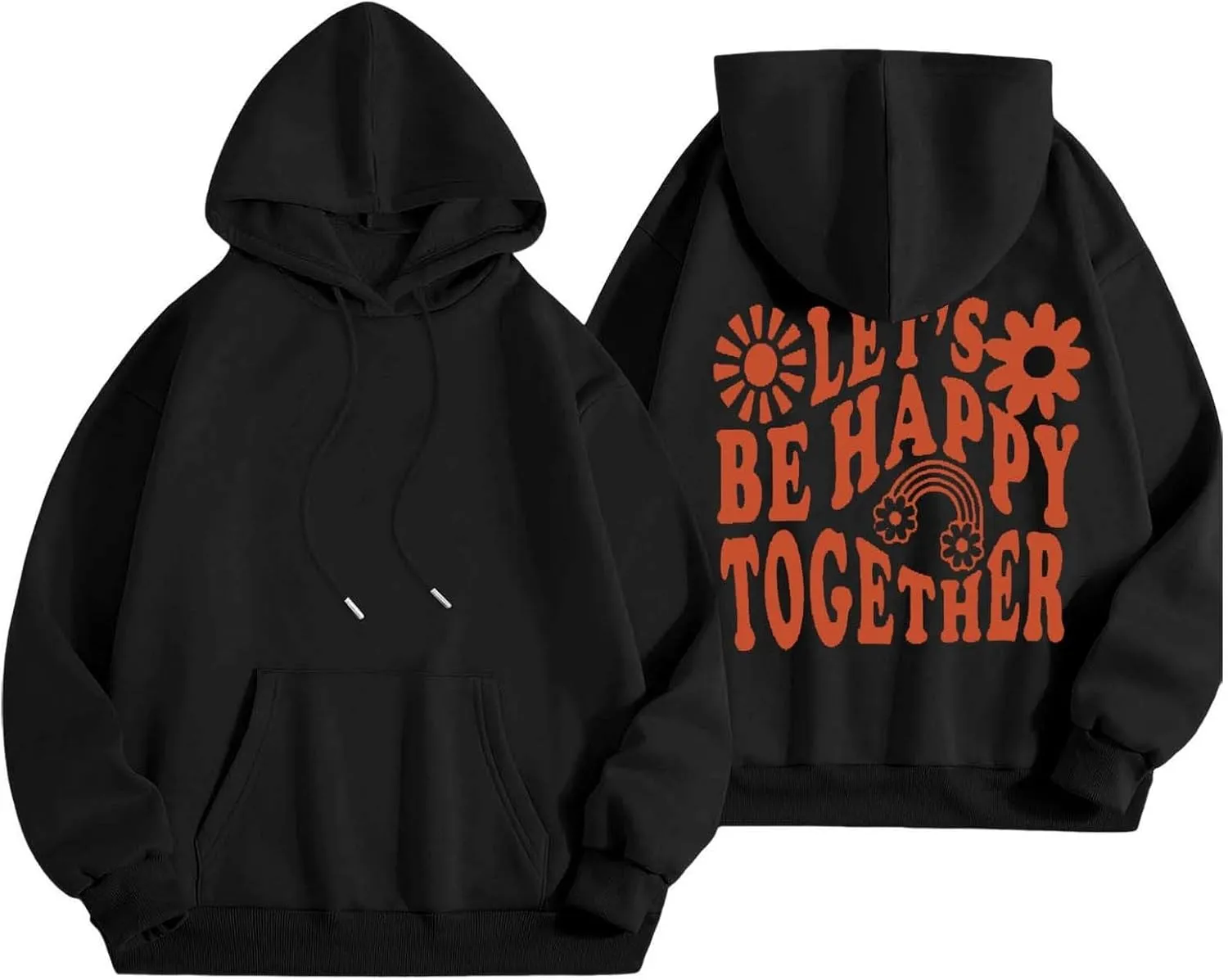 Womens Oversized Hoodies Cute Letter Print Sweatshirt Casual Preppy Floral Graphic Hoodie Winter Pullover Teen Girls