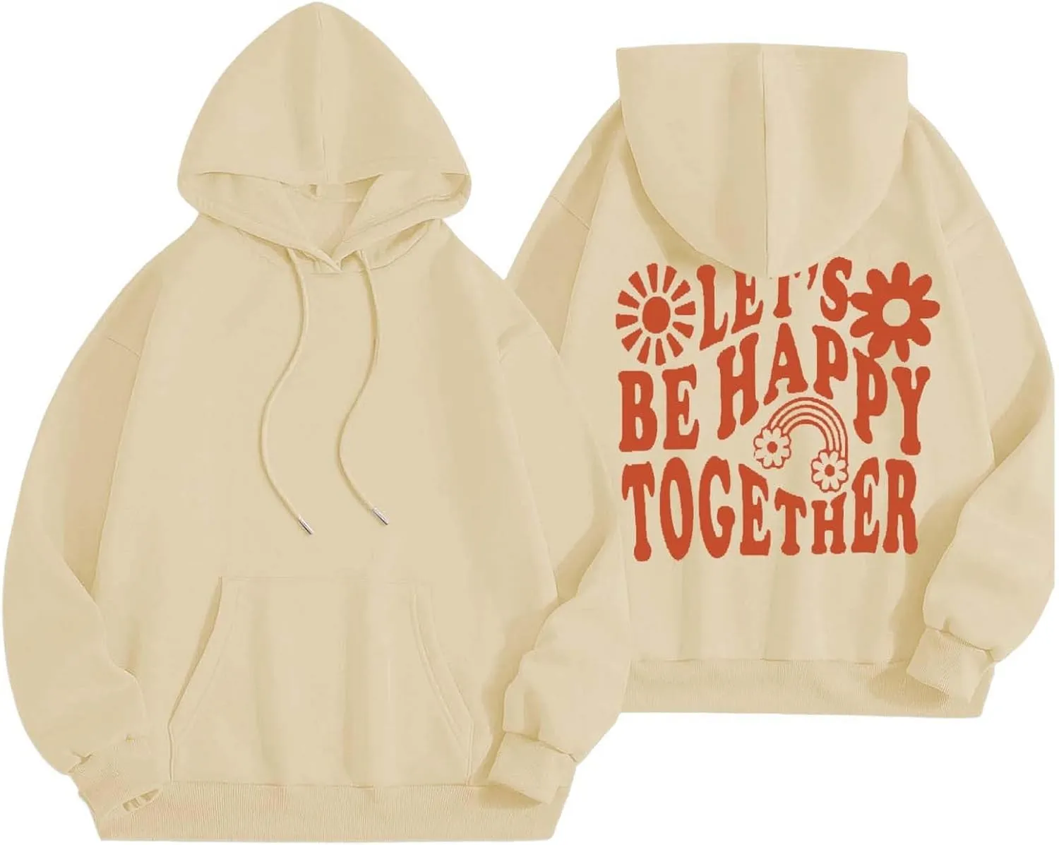 Womens Oversized Hoodies Cute Letter Print Sweatshirt Casual Preppy Floral Graphic Hoodie Winter Pullover Teen Girls