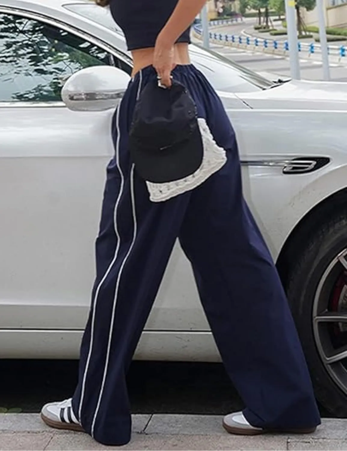 Womens Parachute Pants Y2k Baggy Wide Leg Track Pants Elastic Waist Jogger Sweatpants Hiking Pants Trousers ﻿