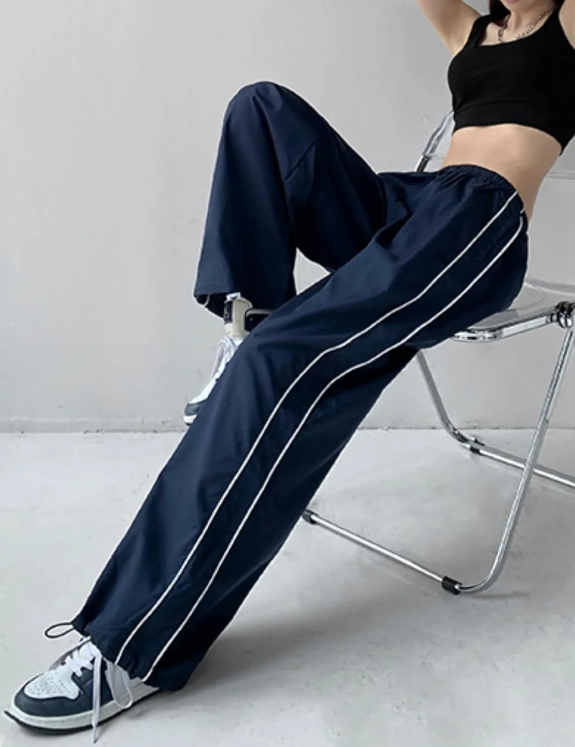 Womens Parachute Pants Y2k Baggy Wide Leg Track Pants Elastic Waist Jogger Sweatpants Hiking Pants Trousers ﻿