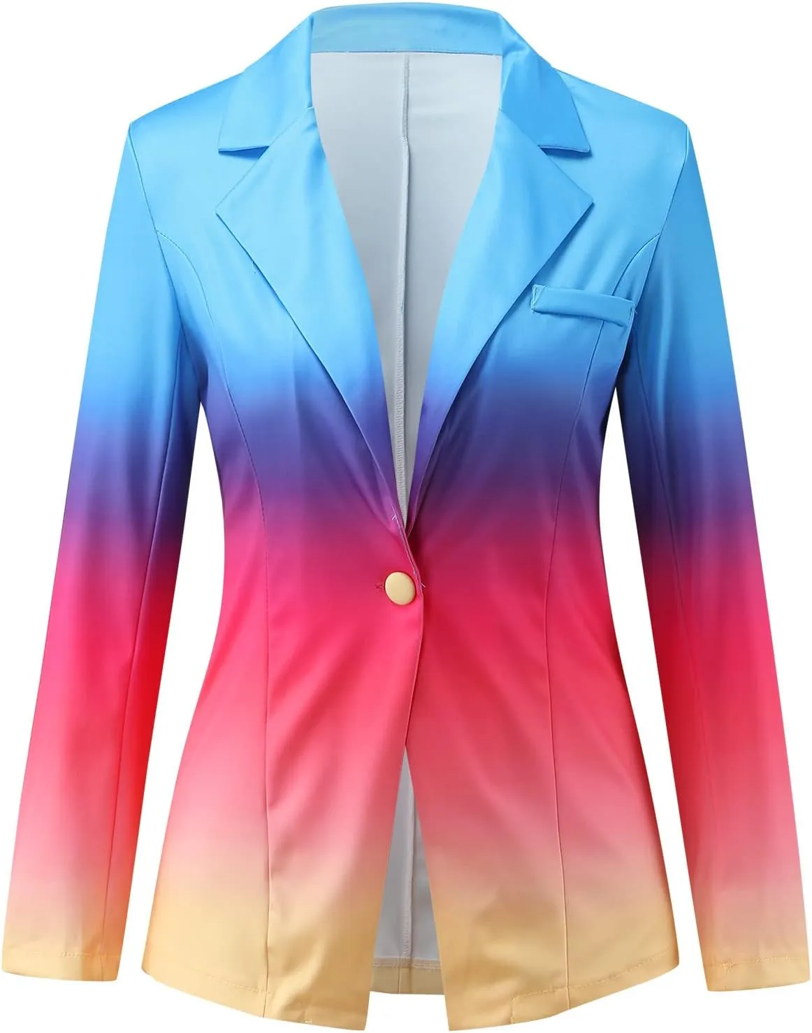 Women's Printed Coat Cardigan Formal Suit Long Sleeve CoatLapels Business Office Jacket Running Vest Insulated