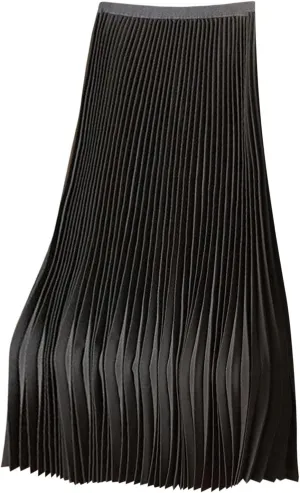 Womens Silk Satin High Waisted Maxi Skirts Dressy Hidden Elasticized Waistband Pleated Flowy Swing A Line Long Skirt