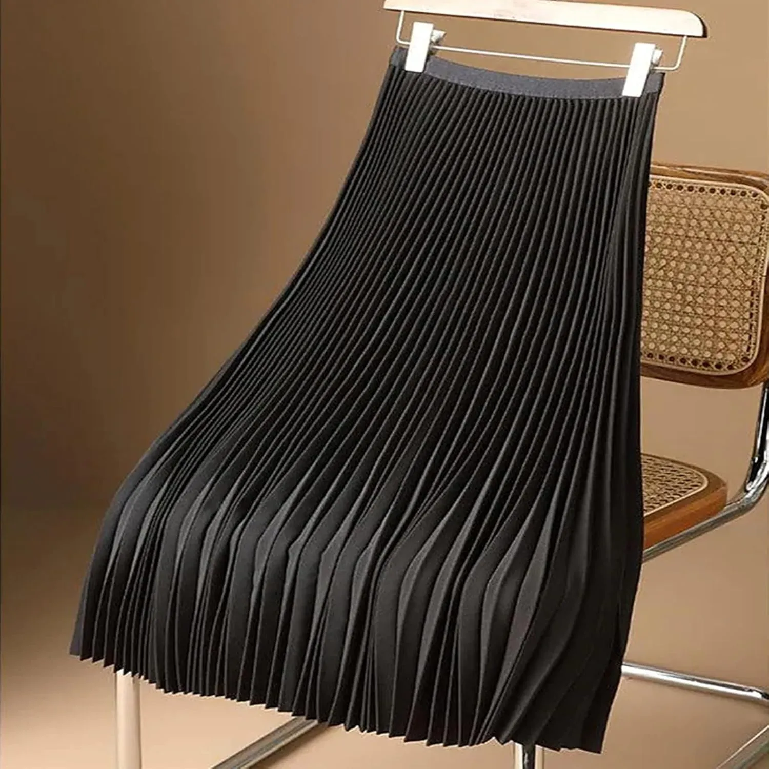 Womens Silk Satin High Waisted Maxi Skirts Dressy Hidden Elasticized Waistband Pleated Flowy Swing A Line Long Skirt