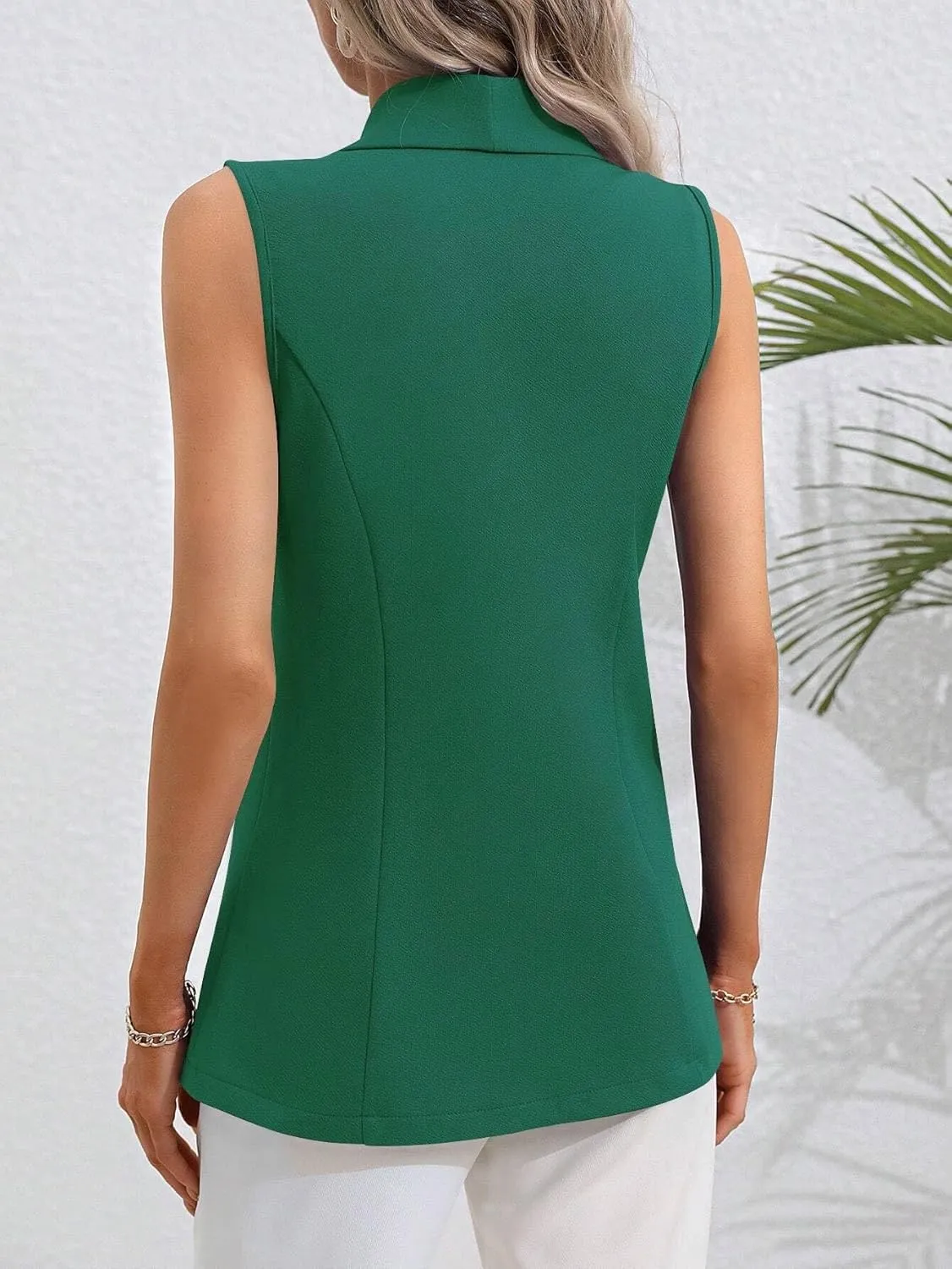 Women's Sleeveless Blazer Vest Casual One Button Open Front Blazers Summer Lightweight Work Office Vest Tops 2025
