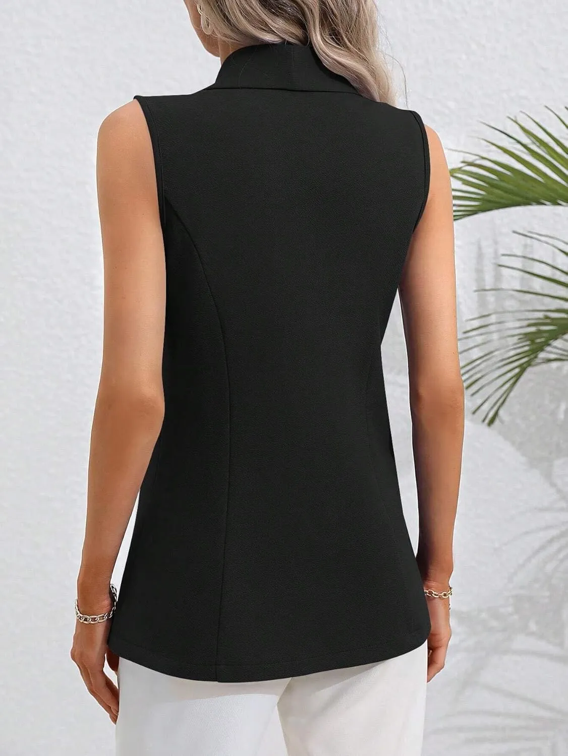 Women's Sleeveless Blazer Vest Casual One Button Open Front Blazers Summer Lightweight Work Office Vest Tops 2025