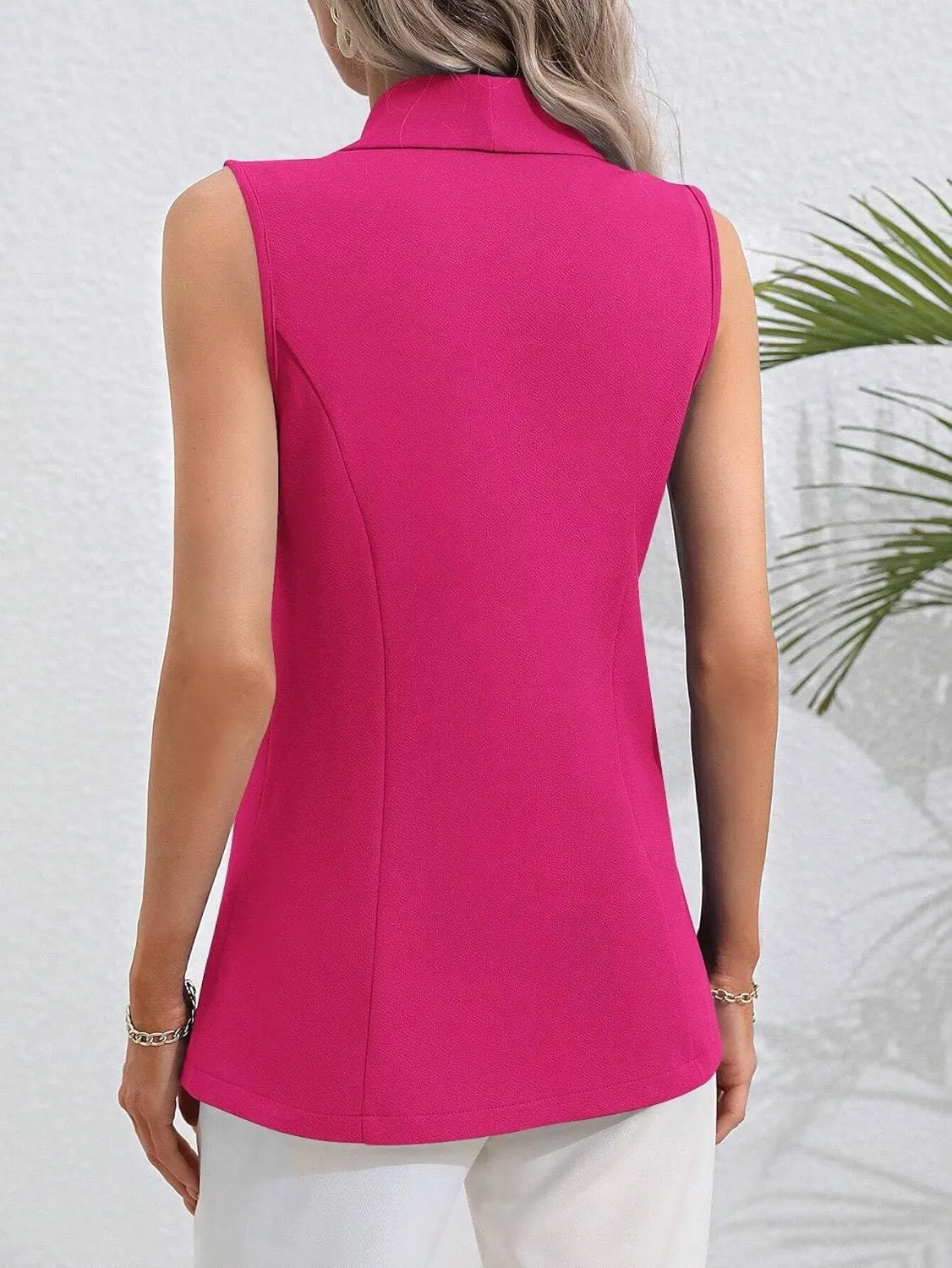 Women's Sleeveless Blazer Vest Casual One Button Open Front Blazers Summer Lightweight Work Office Vest Tops 2025