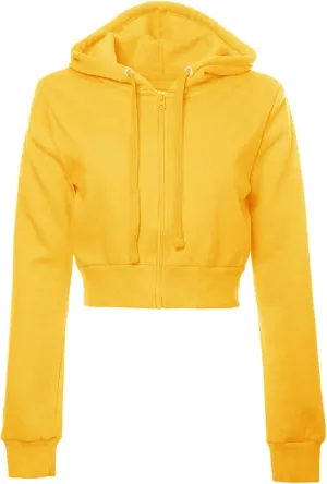Women's Solid Fleece Long Sleeve Zip Up Crop Hoodie Jacket 2024 Fall Trendy Cropped Hoodie Sweatshirts Preppy Clothes