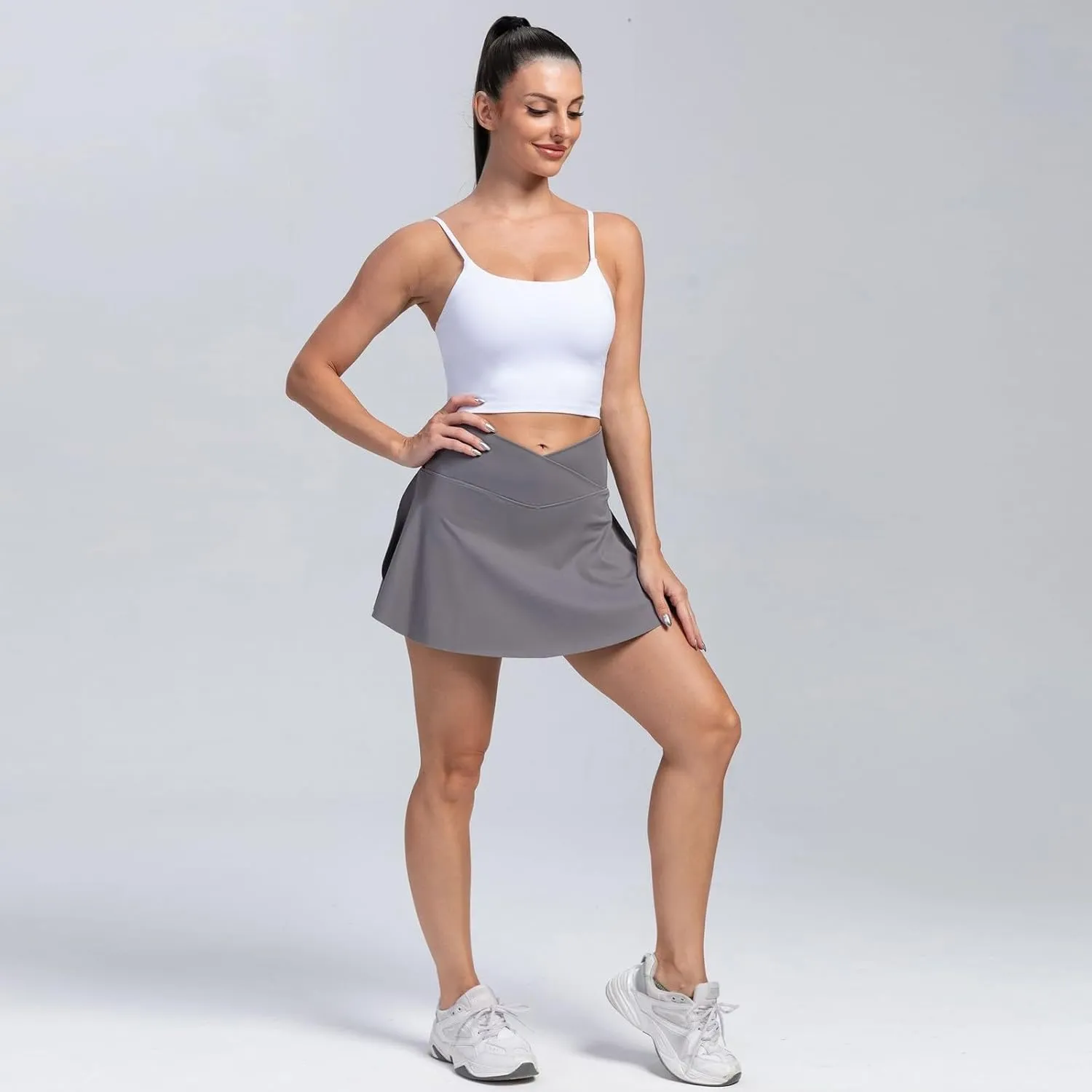 Women's Summer Athletic Loose Trendy Quick Dry Elastic High Waist Solid Color Yoga Fitness Tennis Skirts 2025, S-2XL