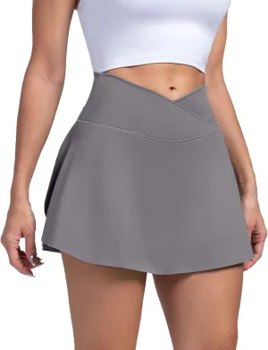 Women's Summer Athletic Loose Trendy Quick Dry Elastic High Waist Solid Color Yoga Fitness Tennis Skirts 2025, S-2XL