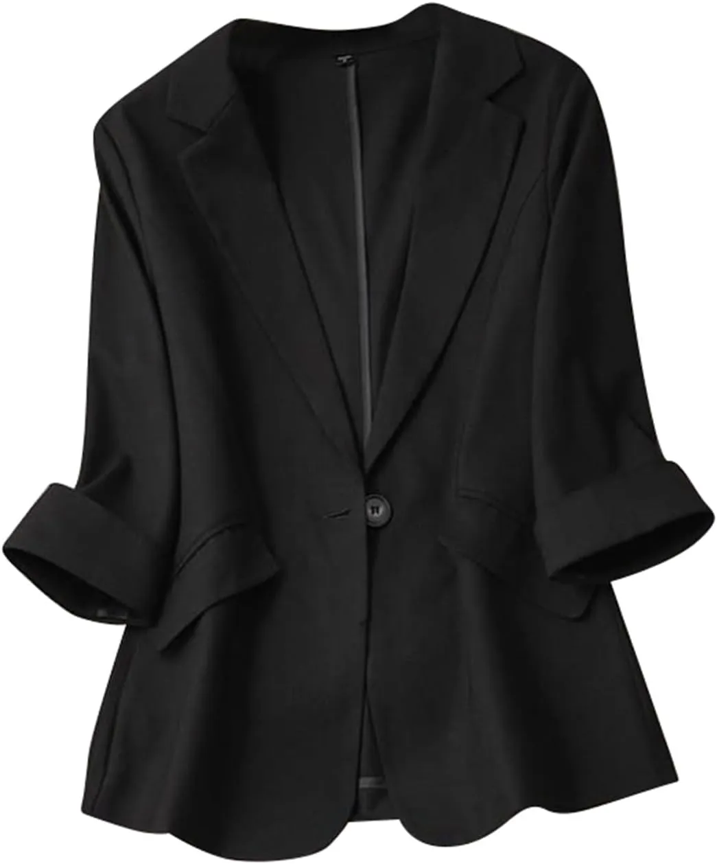 Women's Summer Blazer Button 3/4 Sleeve Pocket Lapel Elegant Trendy Comfortable Soft Comfy Stylish Suit Jackets
