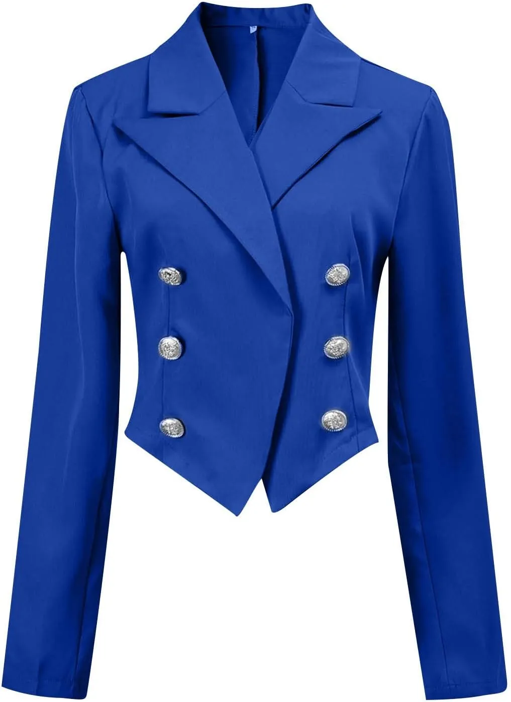 Women's Summer Blazer Button Lapel Long Sleeve Pocket Short Business Elegant Temperament Trendy Stylish Lightweight