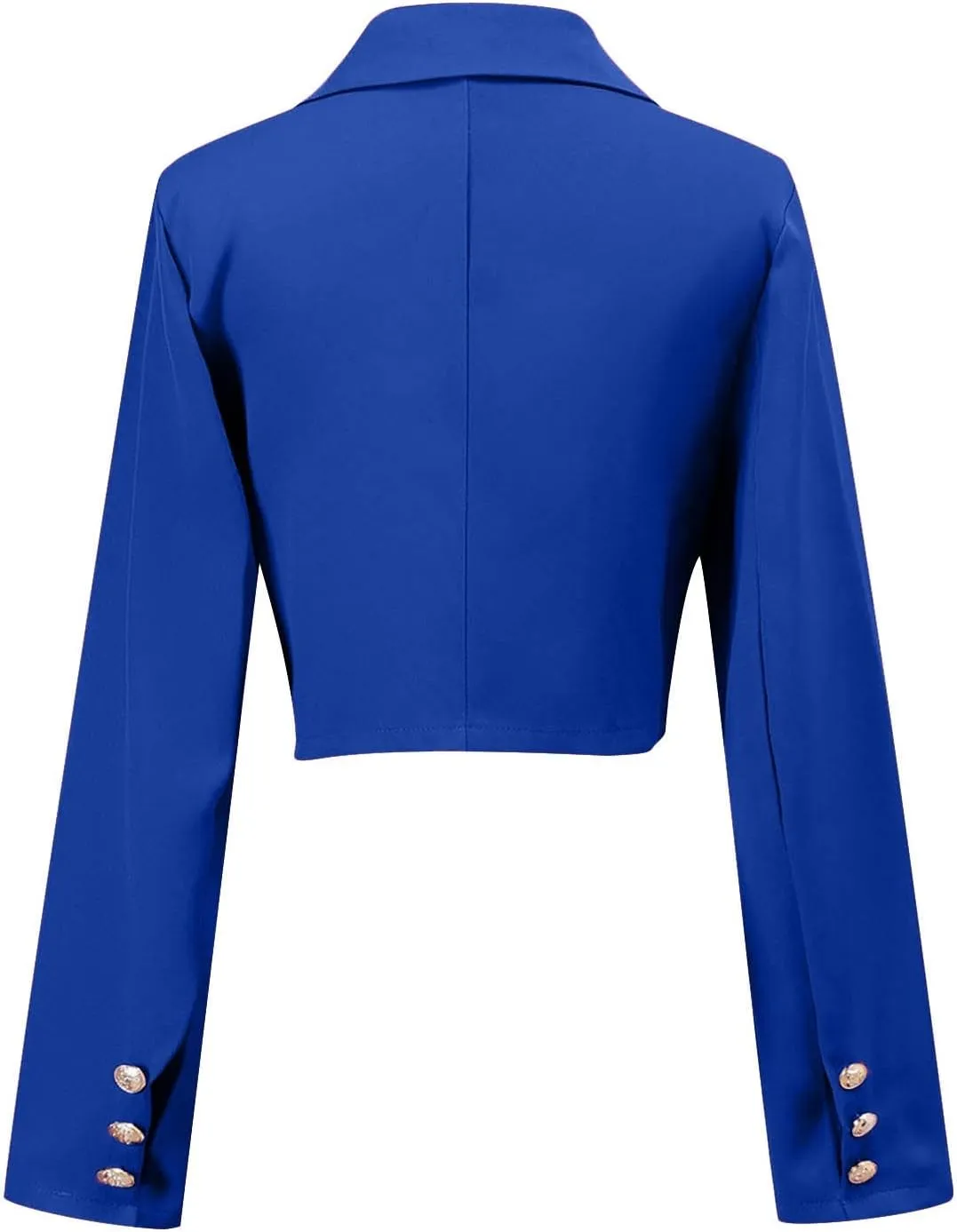 Women's Summer Blazer Button Lapel Long Sleeve Pocket Short Business Elegant Temperament Trendy Stylish Lightweight