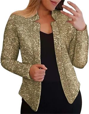 Women's Summer Blazer Long Sleeve Sequins Dressy Elegant Trendy Outdoor Comfort Fit Fashion Suit Jackets