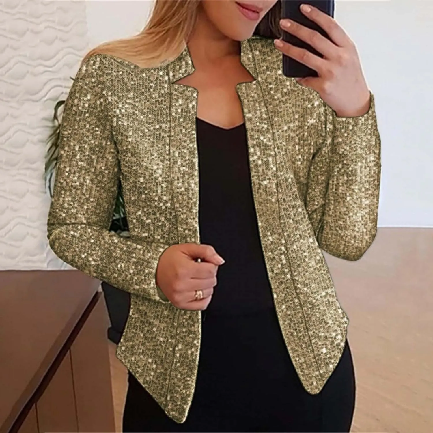 Women's Summer Blazer Long Sleeve Sequins Dressy Elegant Trendy Outdoor Comfort Fit Fashion Suit Jackets