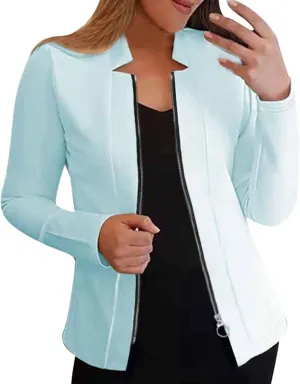 Women's Summer Blazer Trendy Zipper Sleeveless Casual Business Elegant Temperament Simple Soft Stylish Suit Jackets