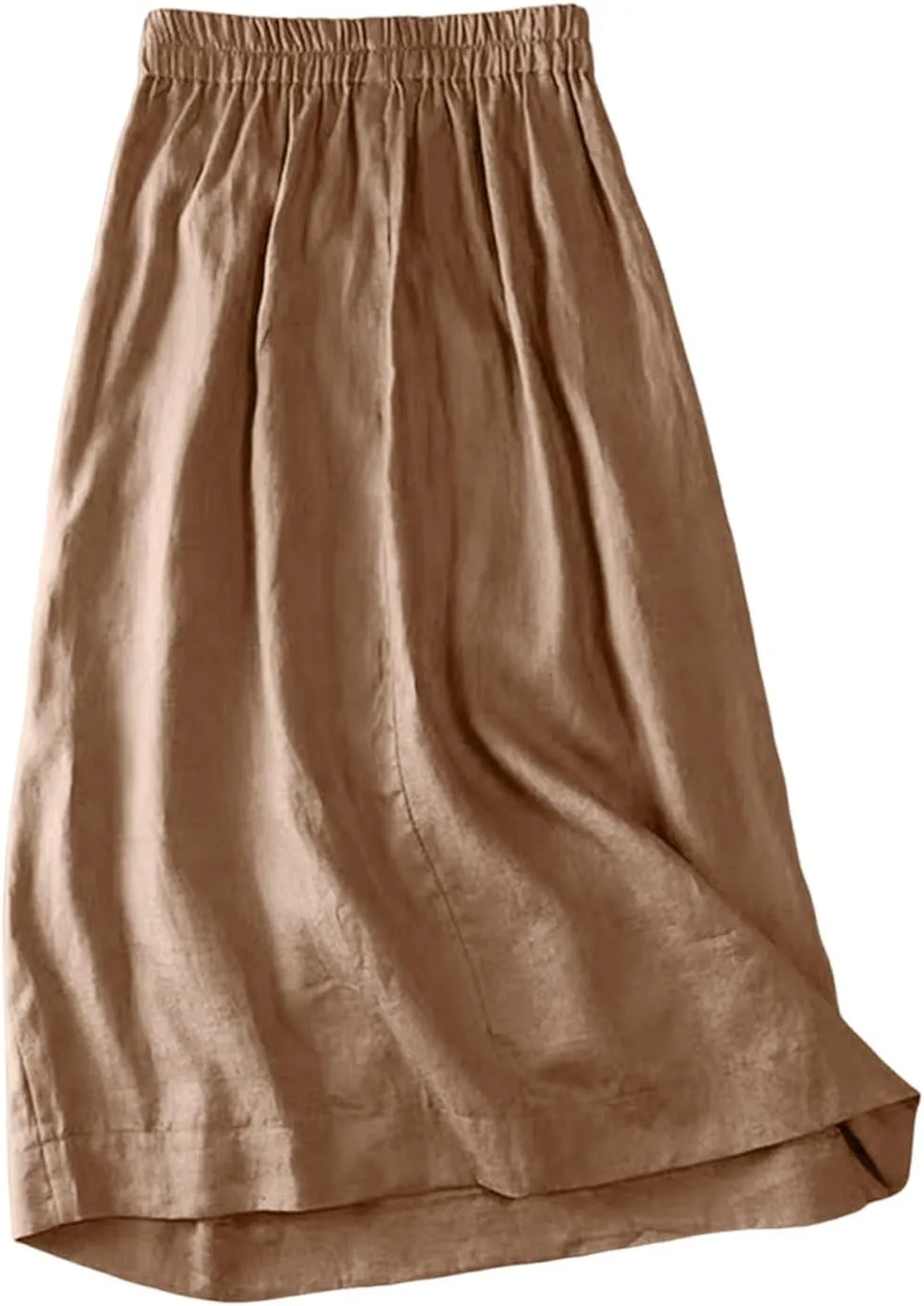 Women's Summer Elastic Swing Midi A Line Skirt Button Front High Waist Skirts Casual Trendy Beach Western Skirts
