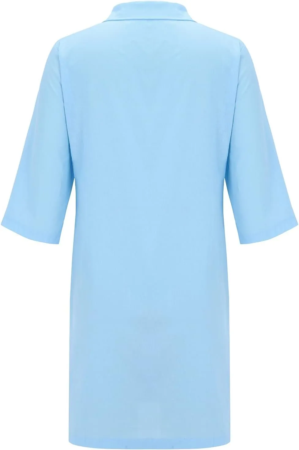 Womens Summer Midi Shirt Dresses Button Down 1/2 Sleeve Lapel Casual Cotton Linen T Shirt Dress