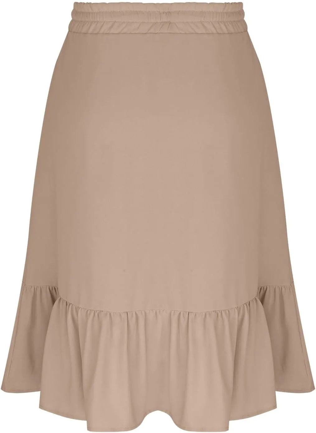 Women's Summer Skirt Fashion Tiered Flowy Skirts with Pockets Casual Solid Drawstring Waist Ruffle Hem Short Skirt