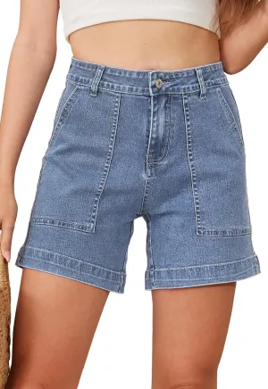 Women's Summer Stretch Jean Shorts with Pockets Casual High Waisted Denim Shorts