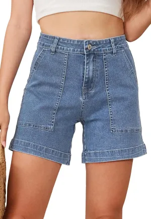 Women's Summer Stretch Jean Shorts with Pockets Casual High Waisted Denim Shorts