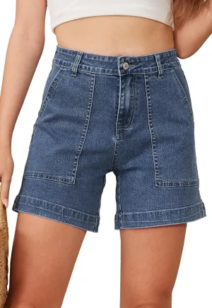 Women's Summer Stretch Jean Shorts with Pockets Casual High Waisted Denim Shorts