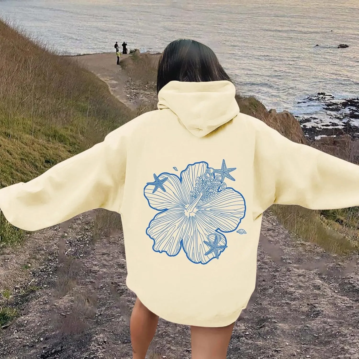 Womens Sweatshirt Graphic Hoodies Letter Print Casual Long Sleeve Drawstring Hooded Pullover Tops With Pocket 2025