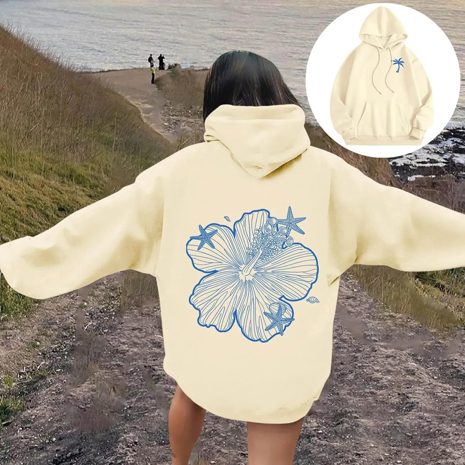 Womens Sweatshirt Graphic Hoodies Letter Print Casual Long Sleeve Drawstring Hooded Pullover Tops With Pocket 2025
