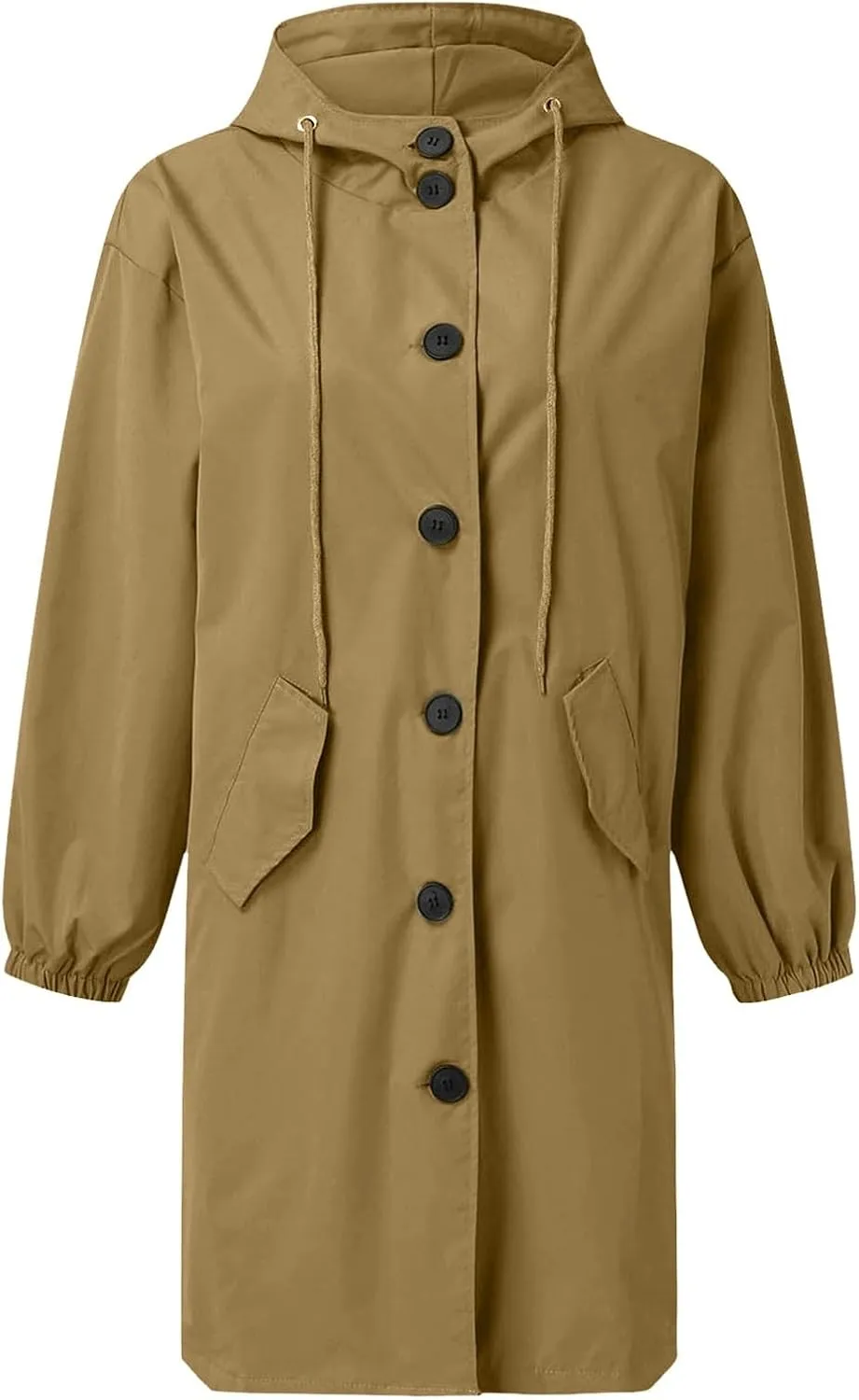 Women's Winter Wool Mid-Long Coat Notch Lapel Single-Breasted Trench Coat Outwear