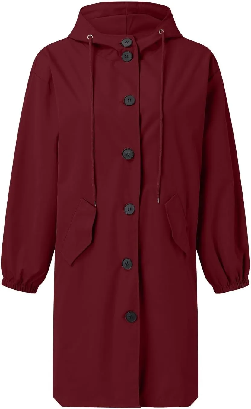 Women's Winter Wool Mid-Long Coat Notch Lapel Single-Breasted Trench Coat Outwear