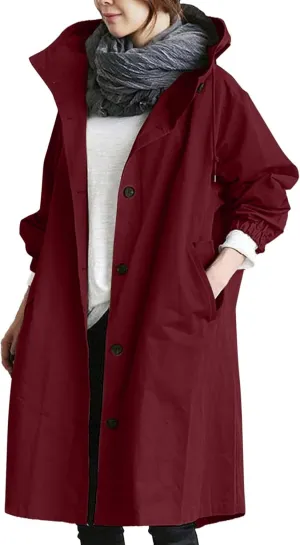 Women's Winter Wool Mid-Long Coat Notch Lapel Single-Breasted Trench Coat Outwear