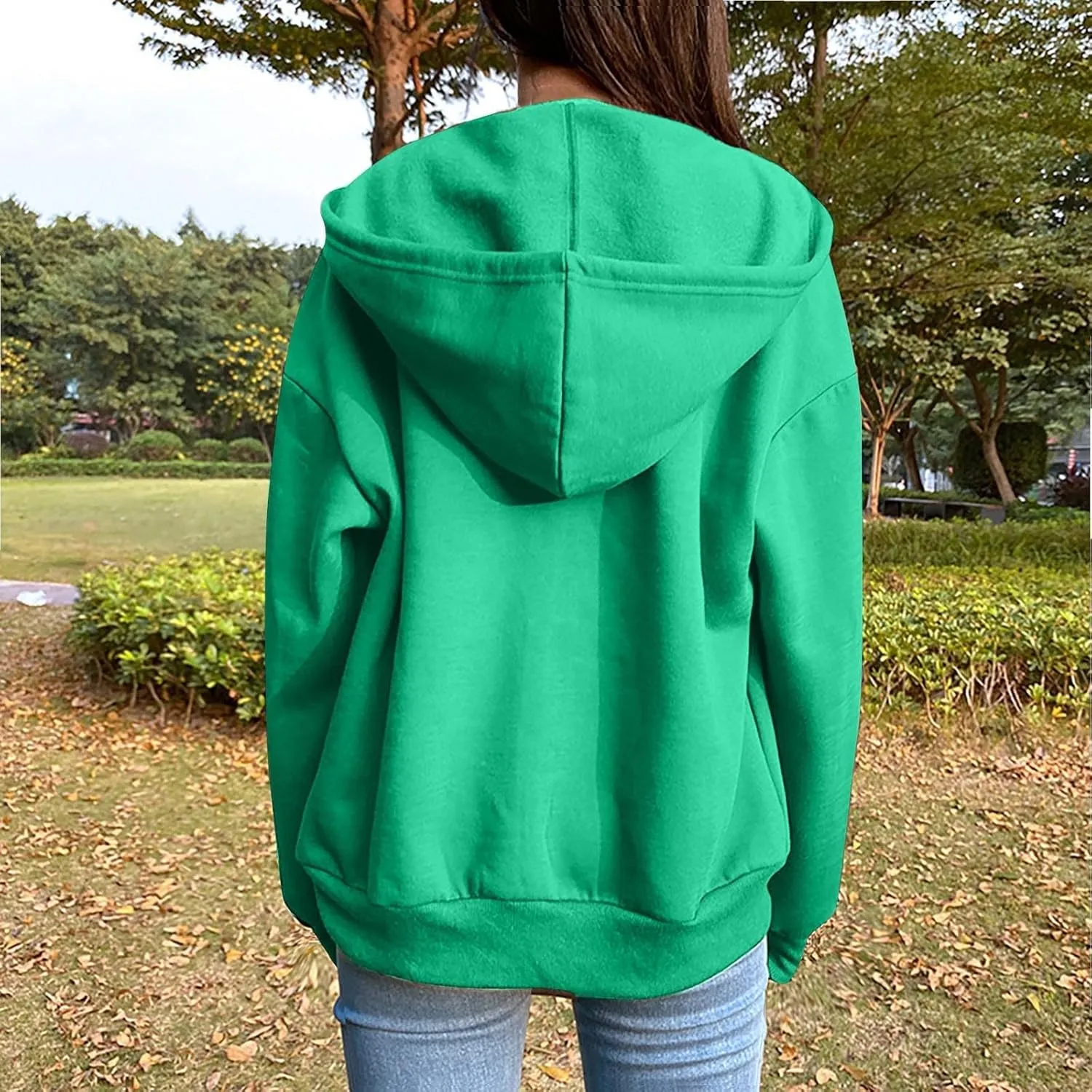 Women's Zip Up Hoodies Casual Fall Fashion Oversized Sweatshirts Y2K Teen Girl Cute Long Sleeve Jackets with Pockets