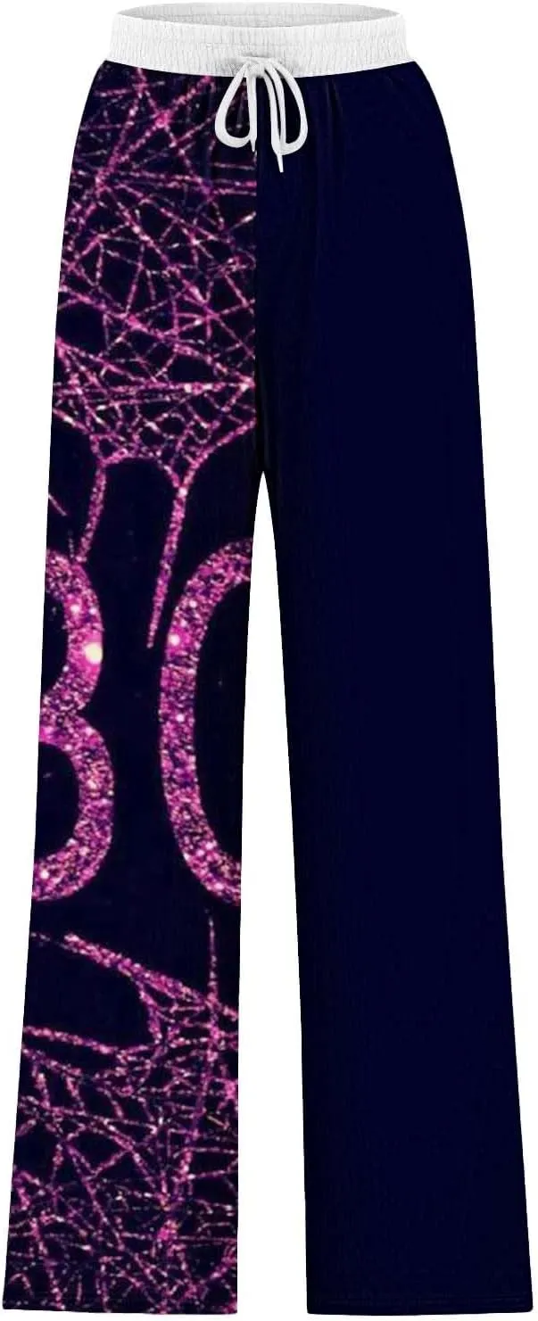 Women'sSweatpants Halloween Printed Overalls Waist Waist Wide Leg Casual Pants Casual Loose Yoga Pants with Pockets