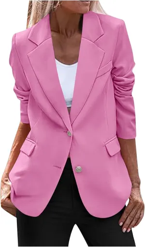 Xiaojmake 2025 Business Blazers for Women Trendy Casual Long Sleeve Open Front Cardigan Coat Work Suit Spring Dress Jackets