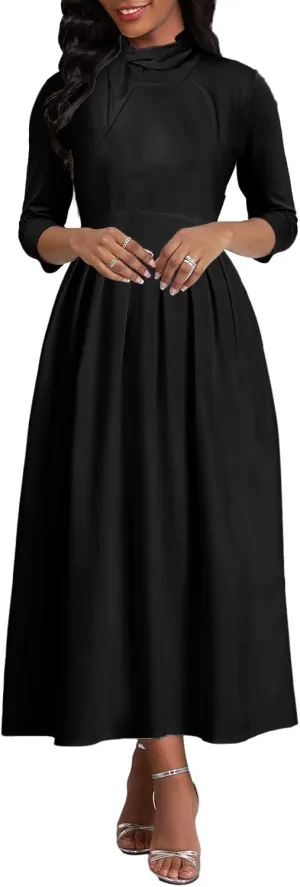 Xinlees Womens Casual Formal Fit and Flare Church Wedding Guest Work Dresses