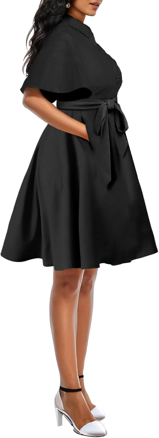 Xinlees Womens Casual Formal Fit and Flare Church Wedding Guest Work Dresses
