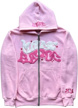 Y2k Hoodies Puff Print Hoodie Grunge Graphic Zip Up Hoodies Y2k Jacket Hip Hop Streetwear Aesthetic Sweatshirts