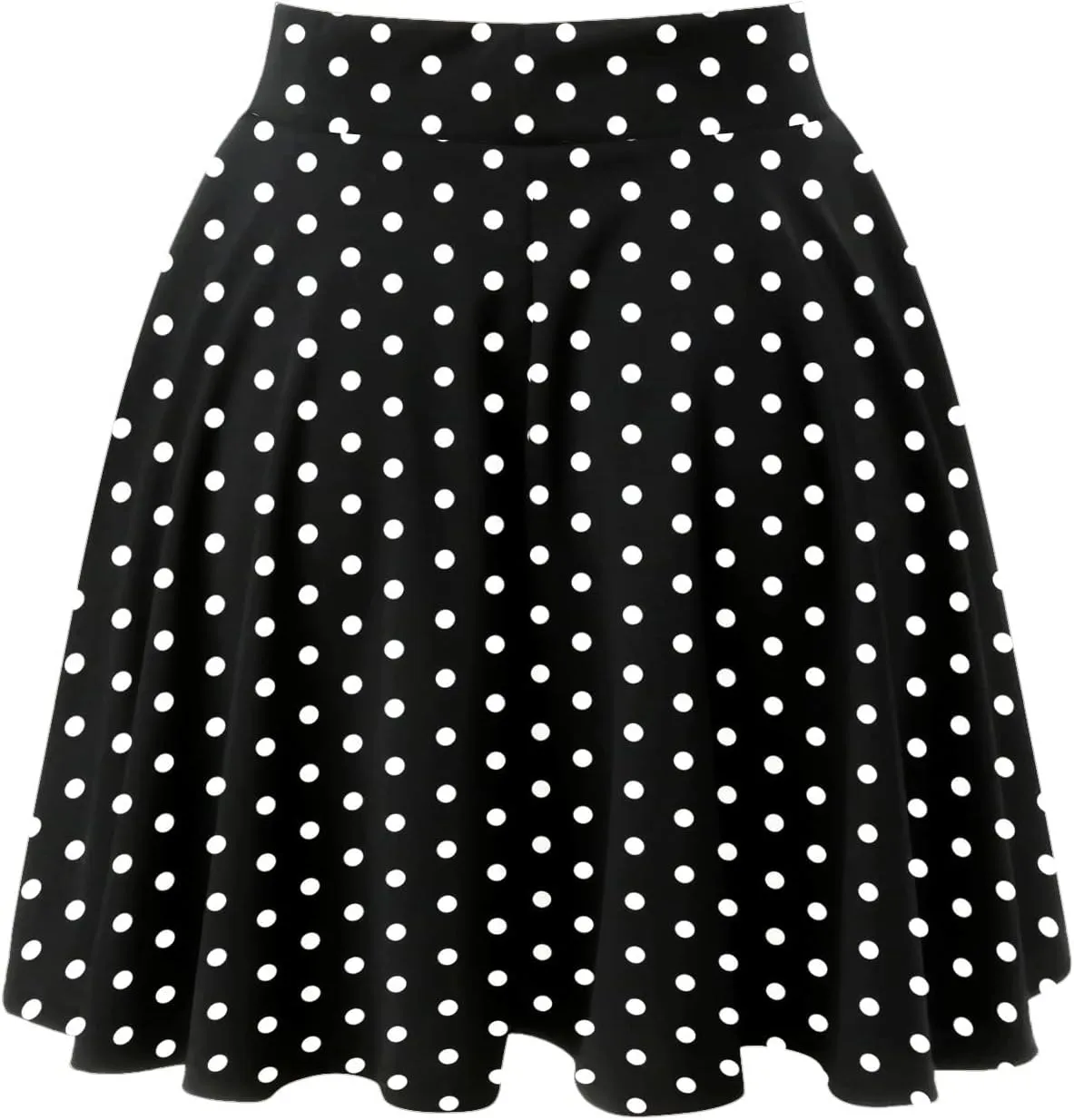 YOLAI Womens Polka Dot Print Skirts High Waist Elegant Casual Mini Skirt Flowy Swing A-Line Skirt