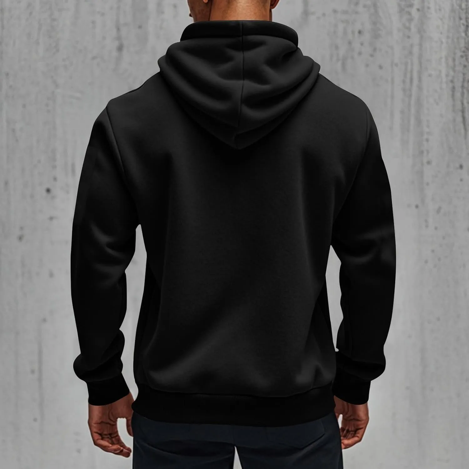 ZEFOTIM Zip Up Hoodies for Men Solid Hoodie Big and Tall Funny Outdoor Long Sleeve Drawstring Hoodies with Pocket