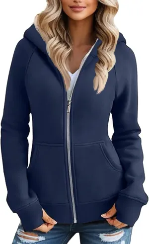 Zip Up Hoodie Women Fleece Jacket with Pockets Oversized Sherpa Fleece Hoodie Fuzzy Jackets Warm Winter Coats