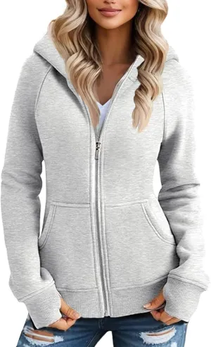Zip Up Hoodie Women Fleece Jacket with Pockets Oversized Sherpa Fleece Hoodie Fuzzy Jackets Warm Winter Coats