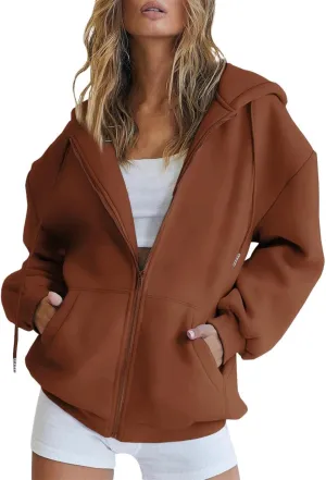 Zipper Hoodies for Women Trendy Long Sleeve Sweatshirts Fall Outfits Plus Size Hoodies Casual Winter Jackets Clothes