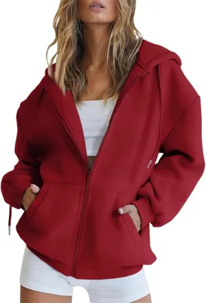 Zipper Hoodies for Women Trendy Long Sleeve Sweatshirts Fall Outfits Plus Size Hoodies Casual Winter Jackets Clothes